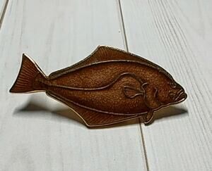 Vintage WM William Spear 1986 Enamel Gold Tone Halibut Fish Brooch Pin